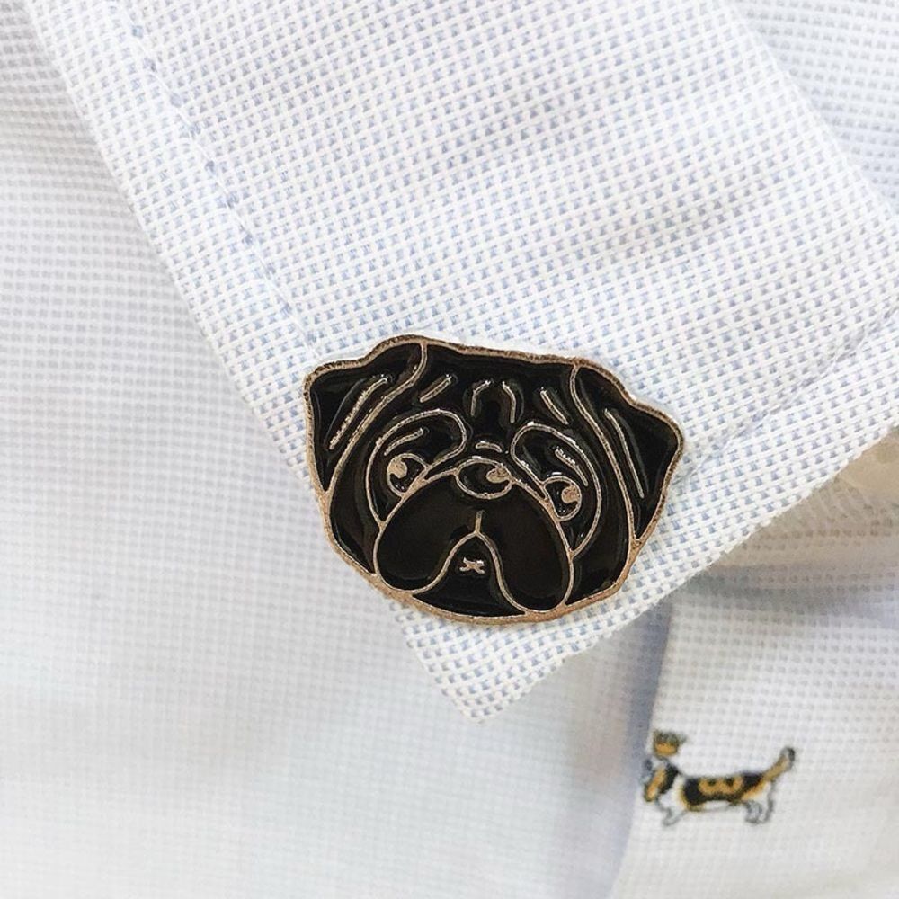 Black Pug Enamel Pin – Cute Dog Lapel Brooch
